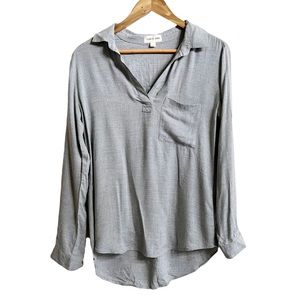Anthropologie Cloth & Stone Gray Chambray Blouse